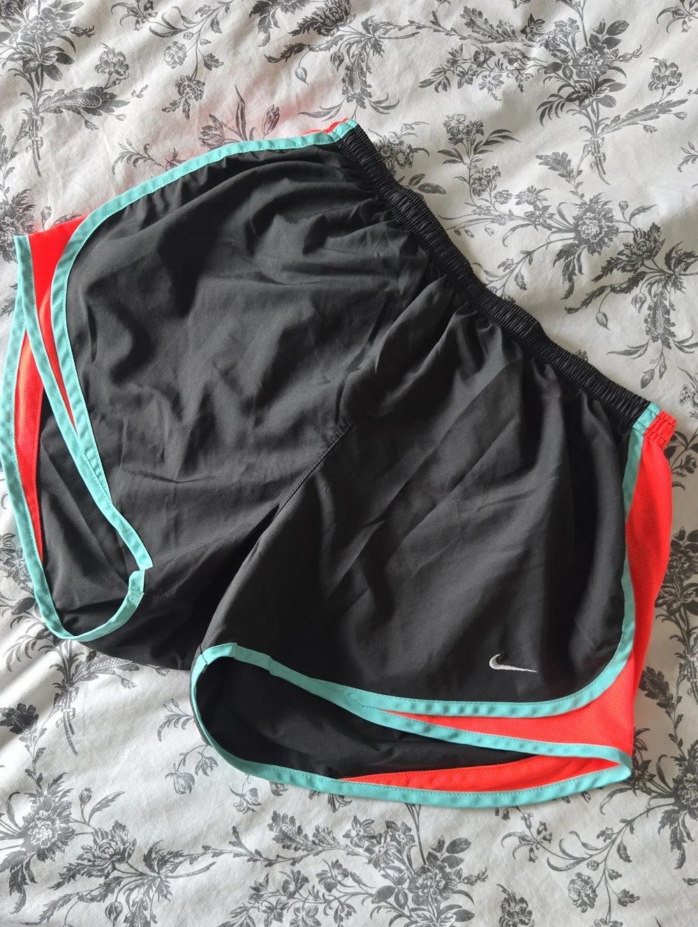 Nike Dri-FIT Tempo Running Shorts  Black Coral Teal Lined 3